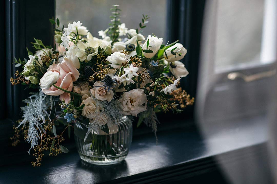 Wedding bouquet waiting in a vase